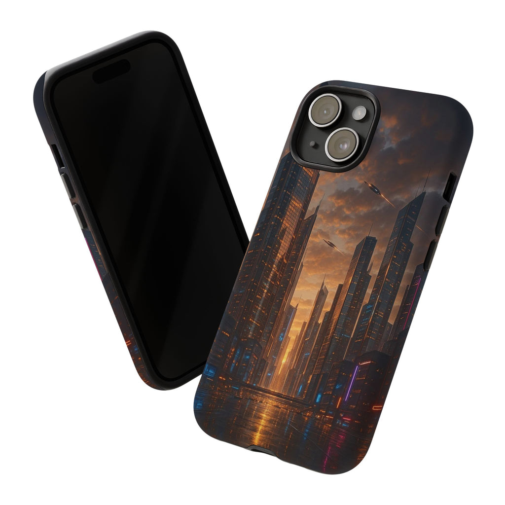 Cybercity Phone Case – Futuristic Neon Design for iPhone, Samsung & Google Pixel | Shockproof, MagSafe & Sleek Matte Finish Printify
