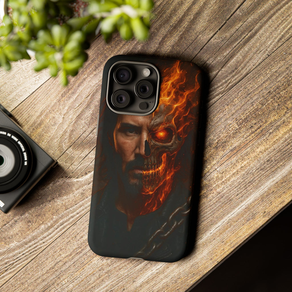 Ghost Rider Phone Case – Fiery Skull Design for iPhone, Samsung & Google Pixel | Shockproof, MagSafe & Ultra Grip Protection Printify