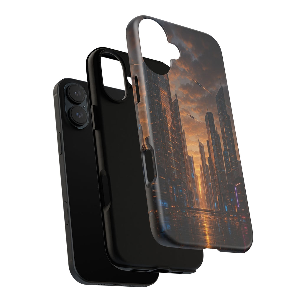Cybercity Phone Case – Futuristic Neon Design for iPhone, Samsung & Google Pixel | Shockproof, MagSafe & Sleek Matte Finish Printify