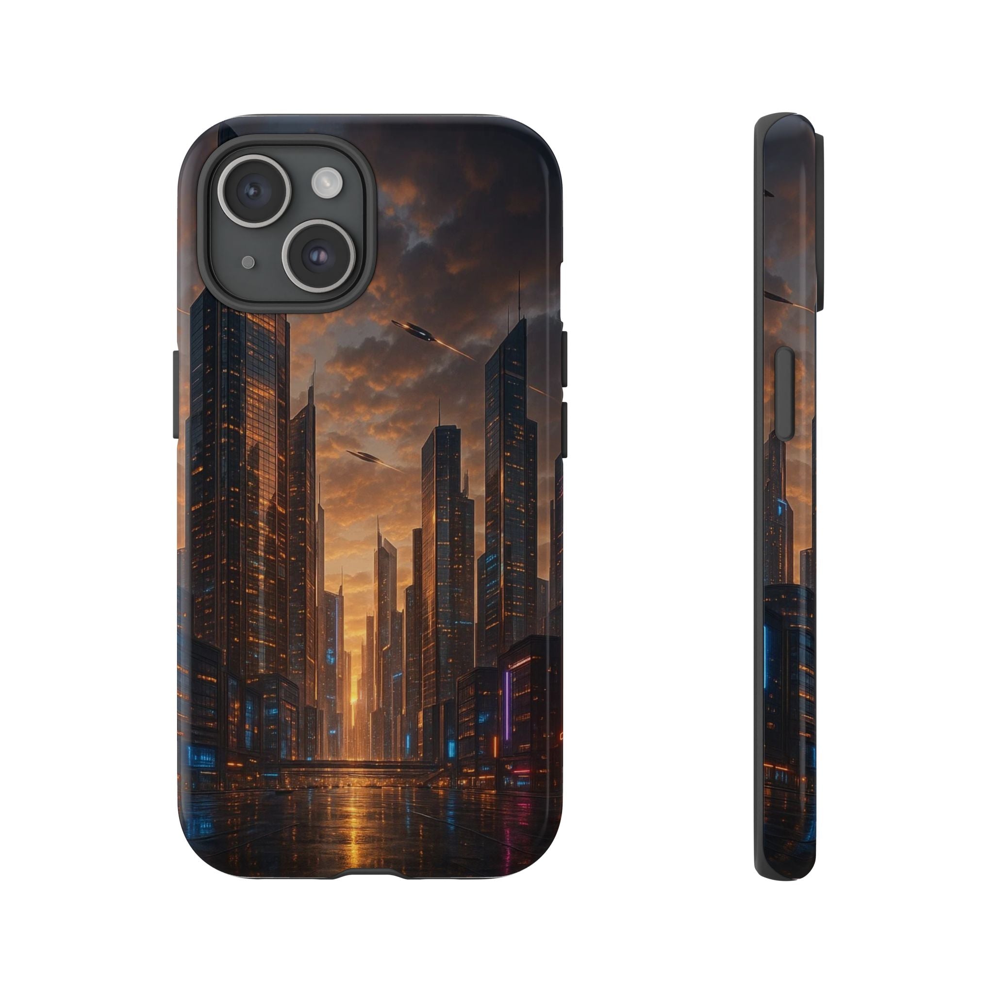 Cybercity Phone Case – Futuristic Neon Design for iPhone, Samsung & Google Pixel | Shockproof, MagSafe & Sleek Matte Finish Printify