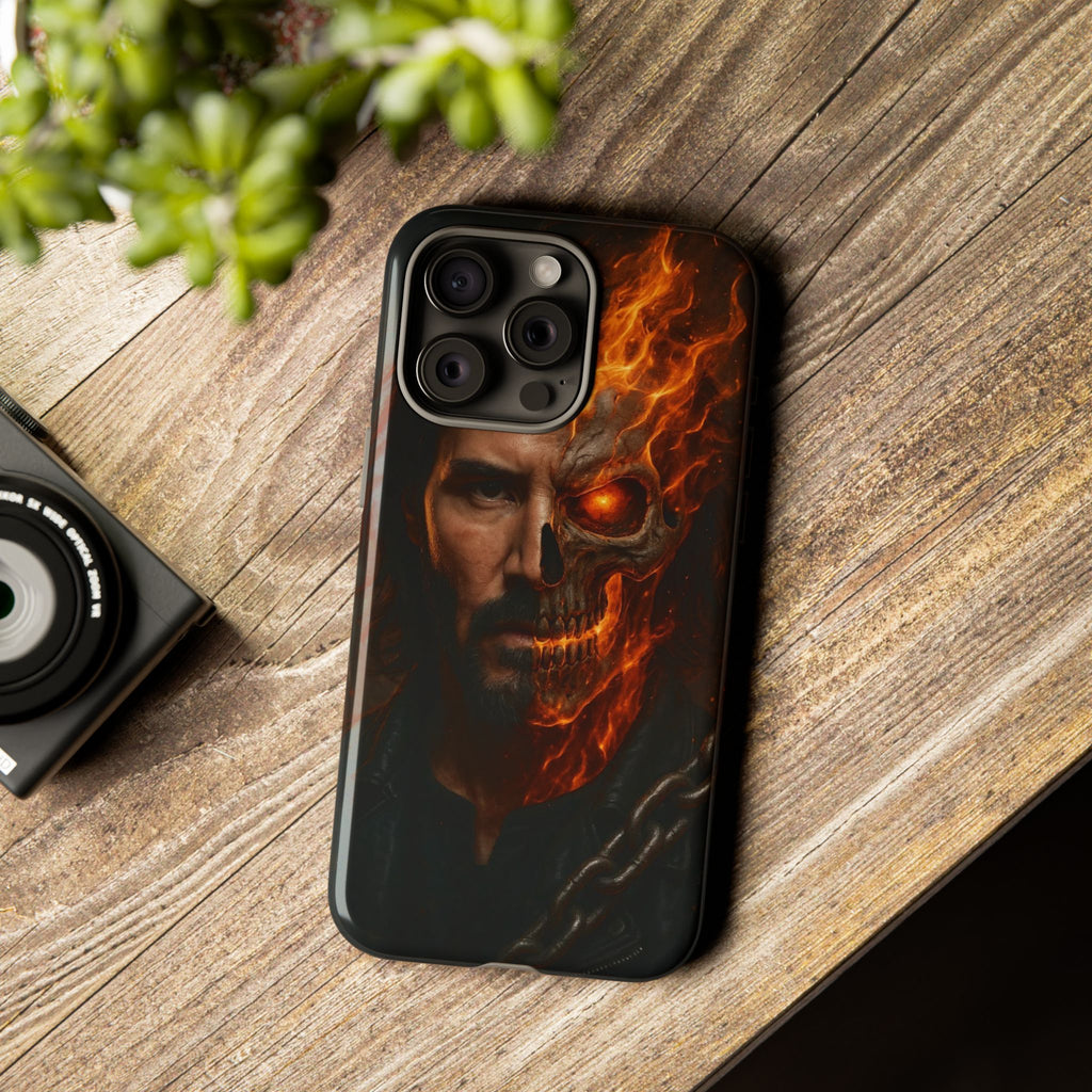 Ghost Rider Phone Case – Fiery Skull Design for iPhone, Samsung & Google Pixel | Shockproof, MagSafe & Ultra Grip Protection Printify