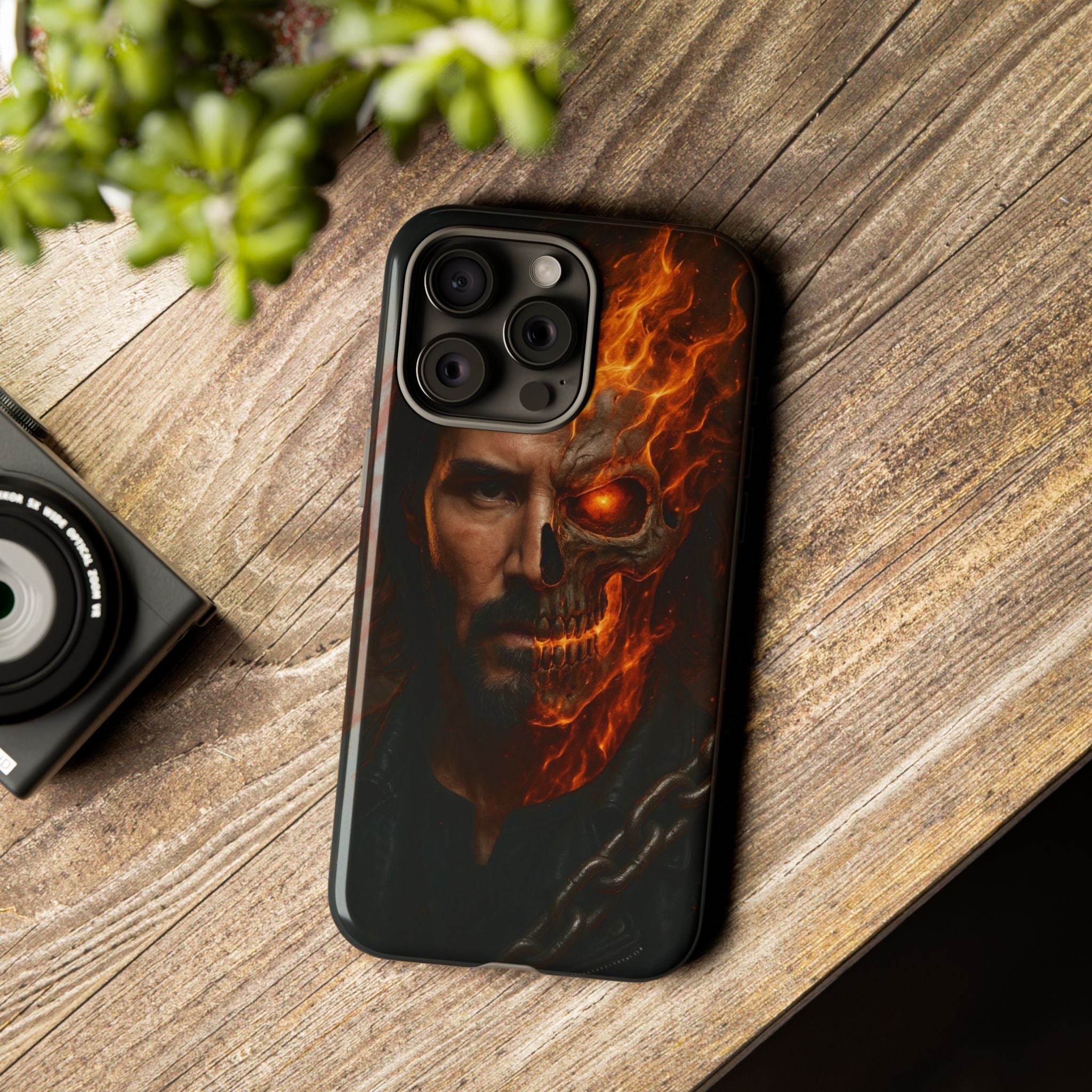 Ghost Rider Phone Case – Fiery Skull Design for iPhone, Samsung & Google Pixel | Shockproof, MagSafe & Ultra Grip Protection Printify
