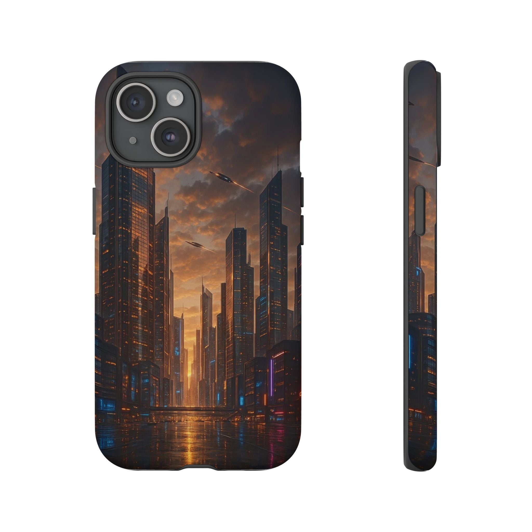 Cybercity Phone Case – Futuristic Neon Design for iPhone, Samsung & Google Pixel | Shockproof, MagSafe & Sleek Matte Finish Printify