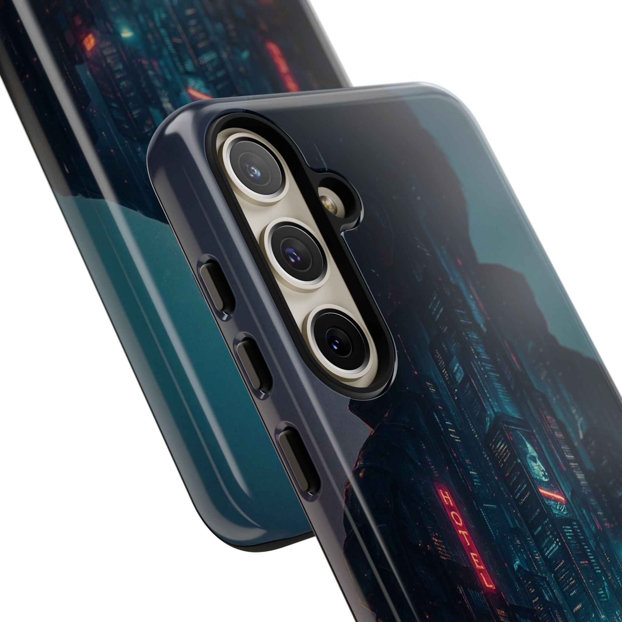 CyberCity Rider Phone Case – Neon Biker in Futuristic City for iPhone, Samsung & Google Pixel | Shockproof & Ultra-Sleek Protection Printify