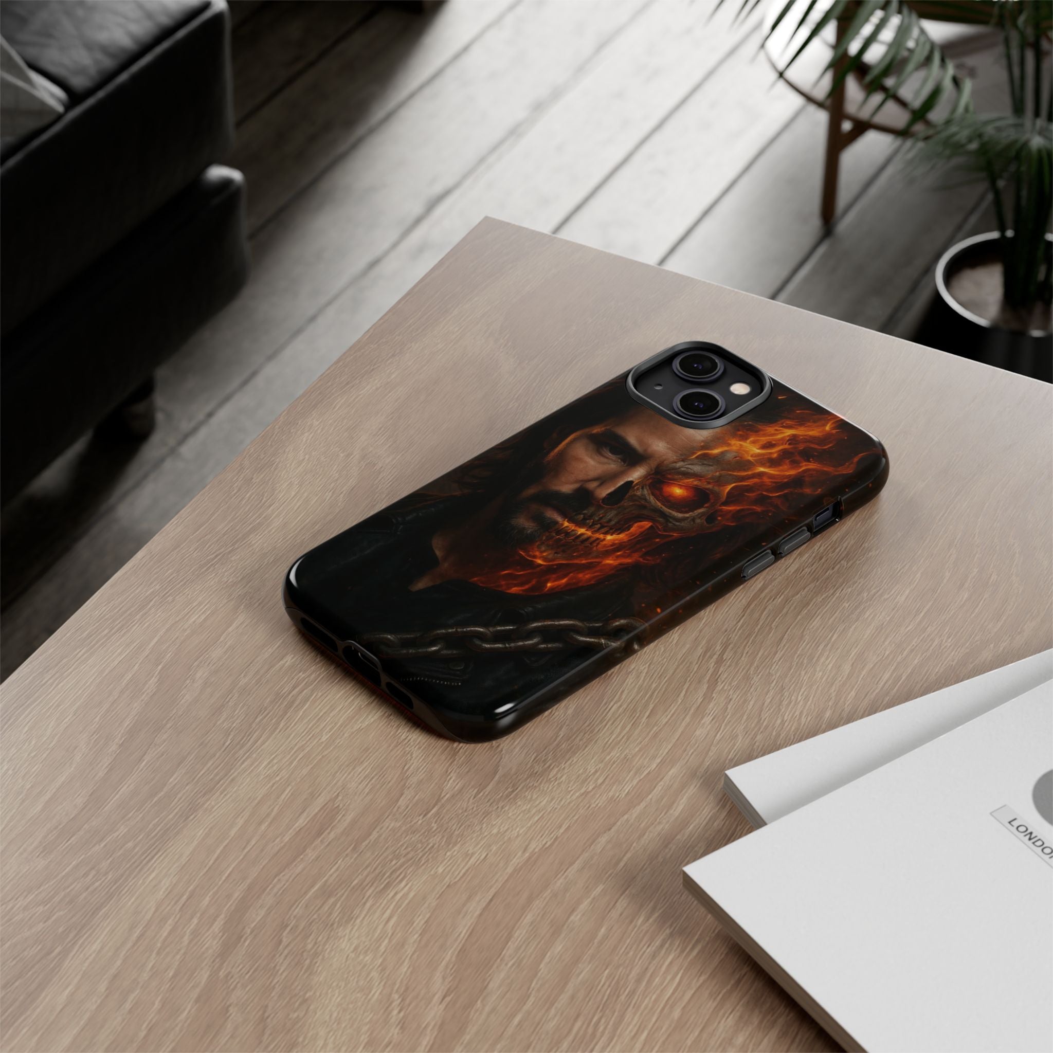 Ghost Rider Phone Case – Fiery Skull Design for iPhone, Samsung & Google Pixel | Shockproof, MagSafe & Ultra Grip Protection Printify
