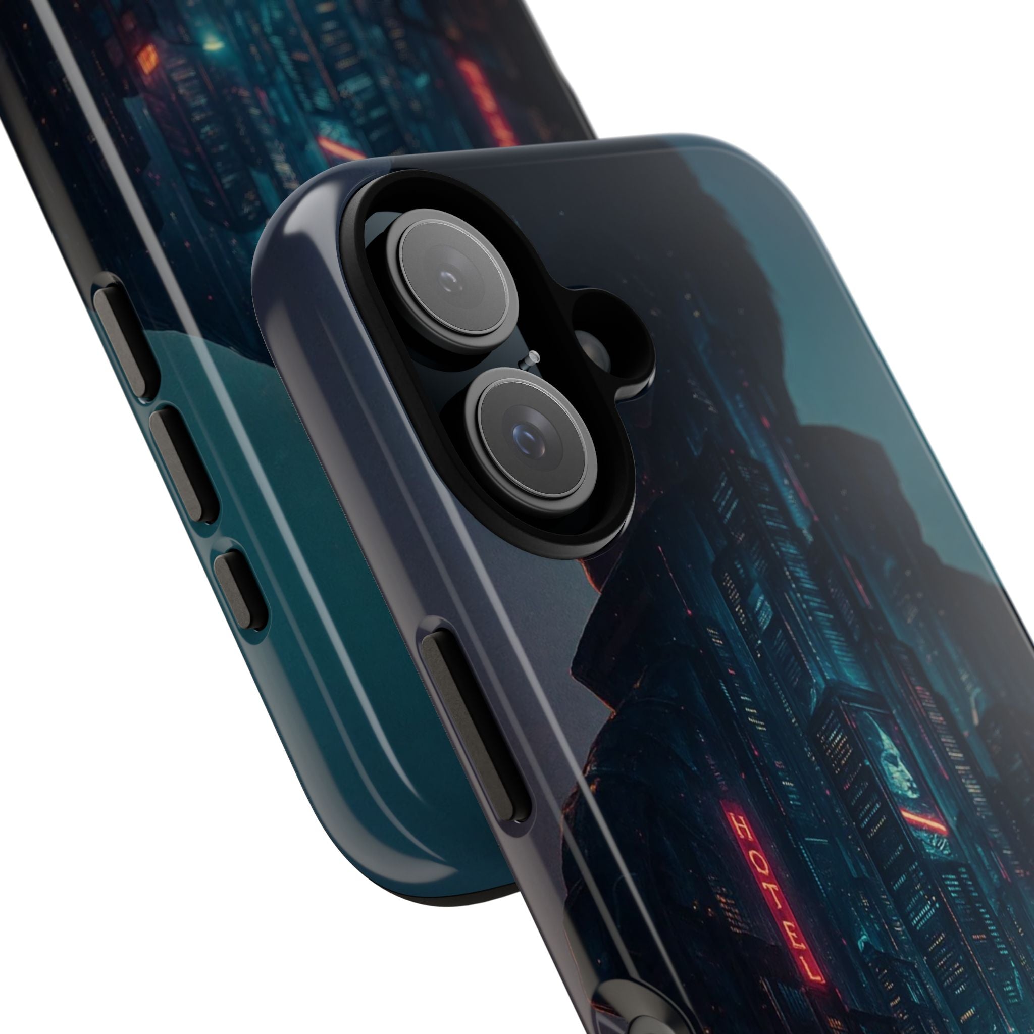 CyberCity Rider Phone Case – Neon Biker in Futuristic City for iPhone, Samsung & Google Pixel | Shockproof & Ultra-Sleek Protection Printify