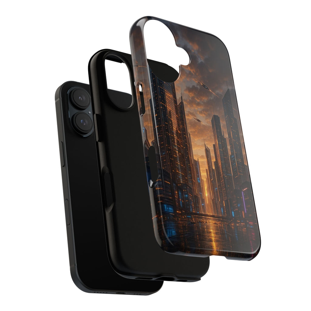 Cybercity Phone Case – Futuristic Neon Design for iPhone, Samsung & Google Pixel | Shockproof, MagSafe & Sleek Matte Finish Printify