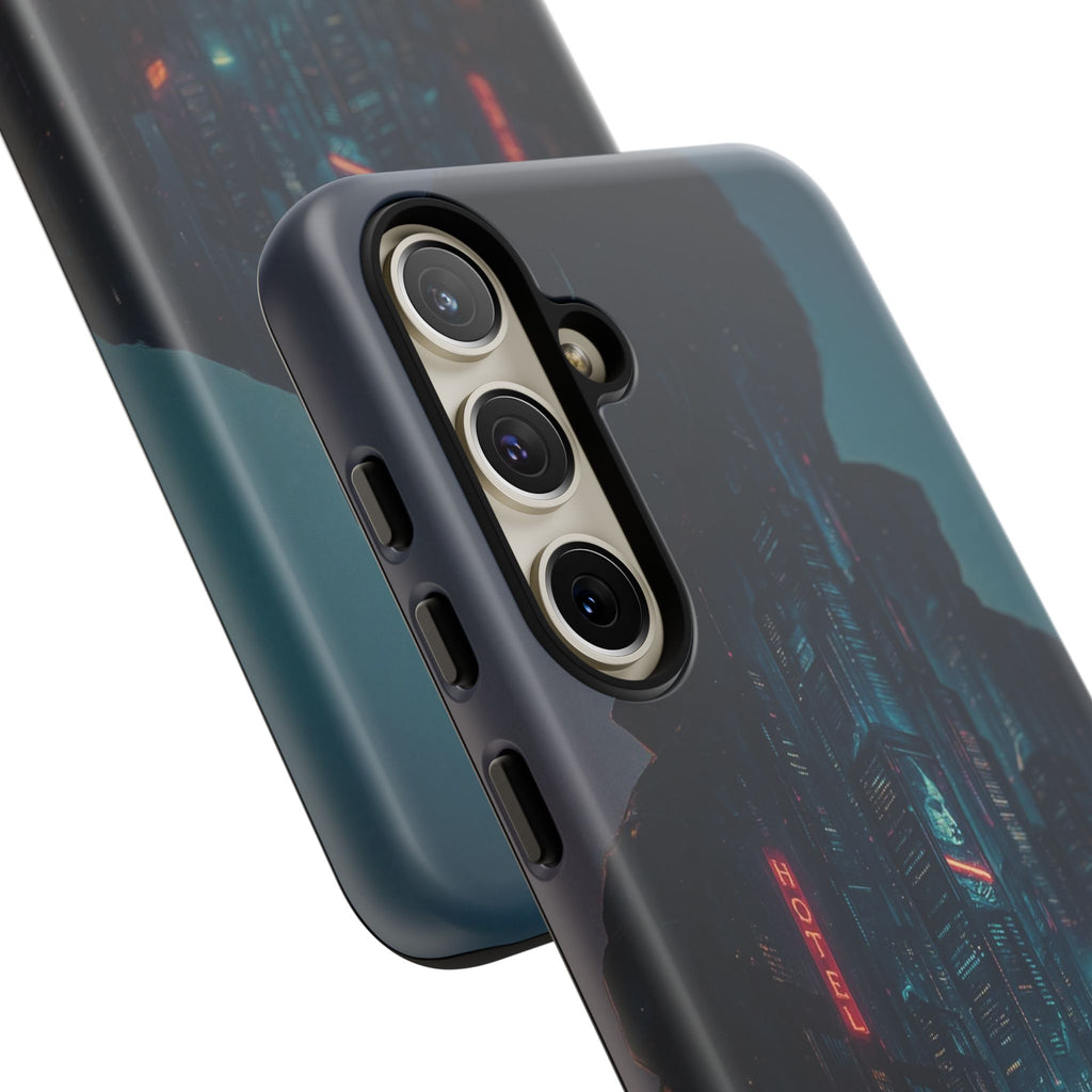 CyberCity Rider Phone Case – Neon Biker in Futuristic City for iPhone, Samsung & Google Pixel | Shockproof & Ultra-Sleek Protection Printify