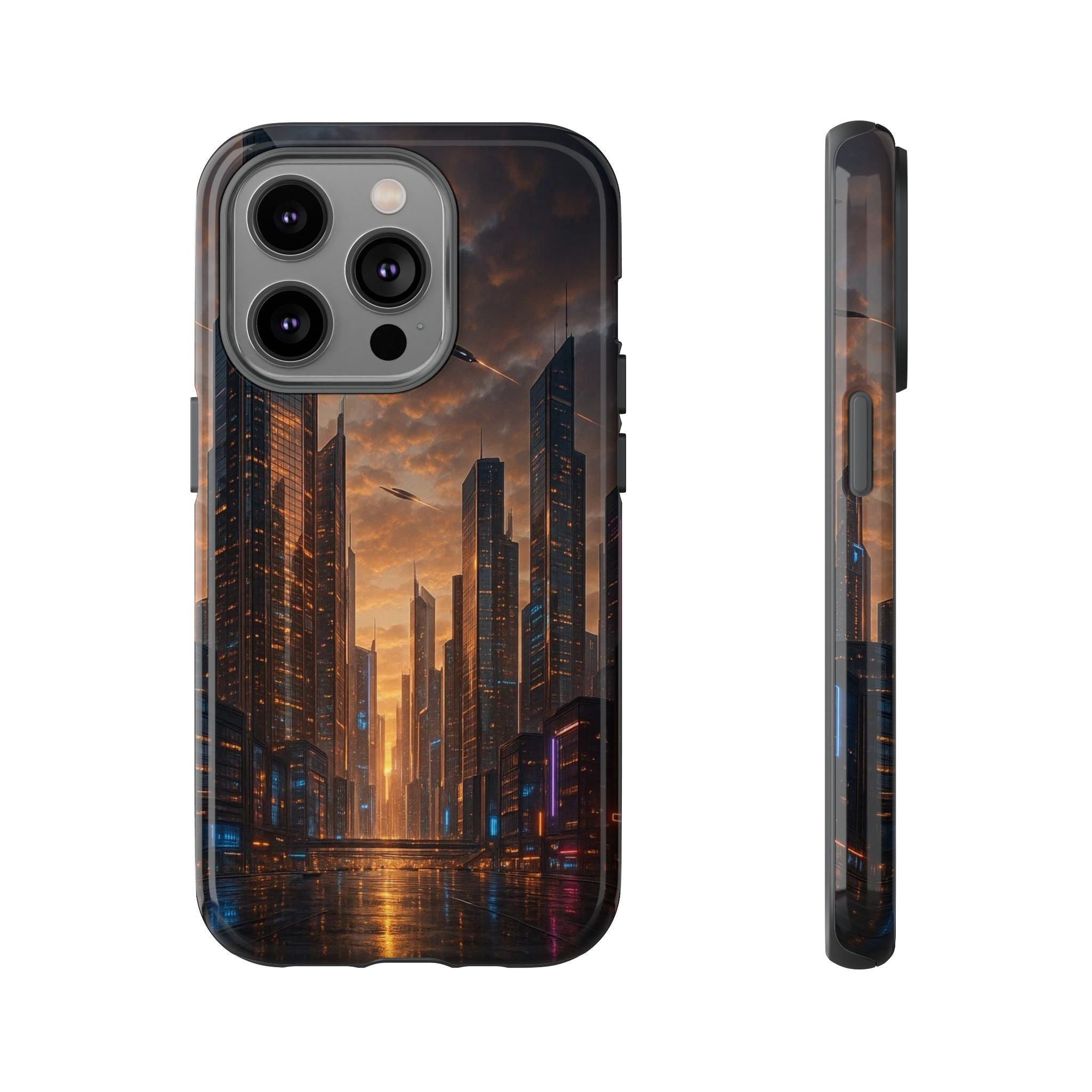 Cybercity Phone Case – Futuristic Neon Design for iPhone, Samsung & Google Pixel | Shockproof, MagSafe & Sleek Matte Finish Printify