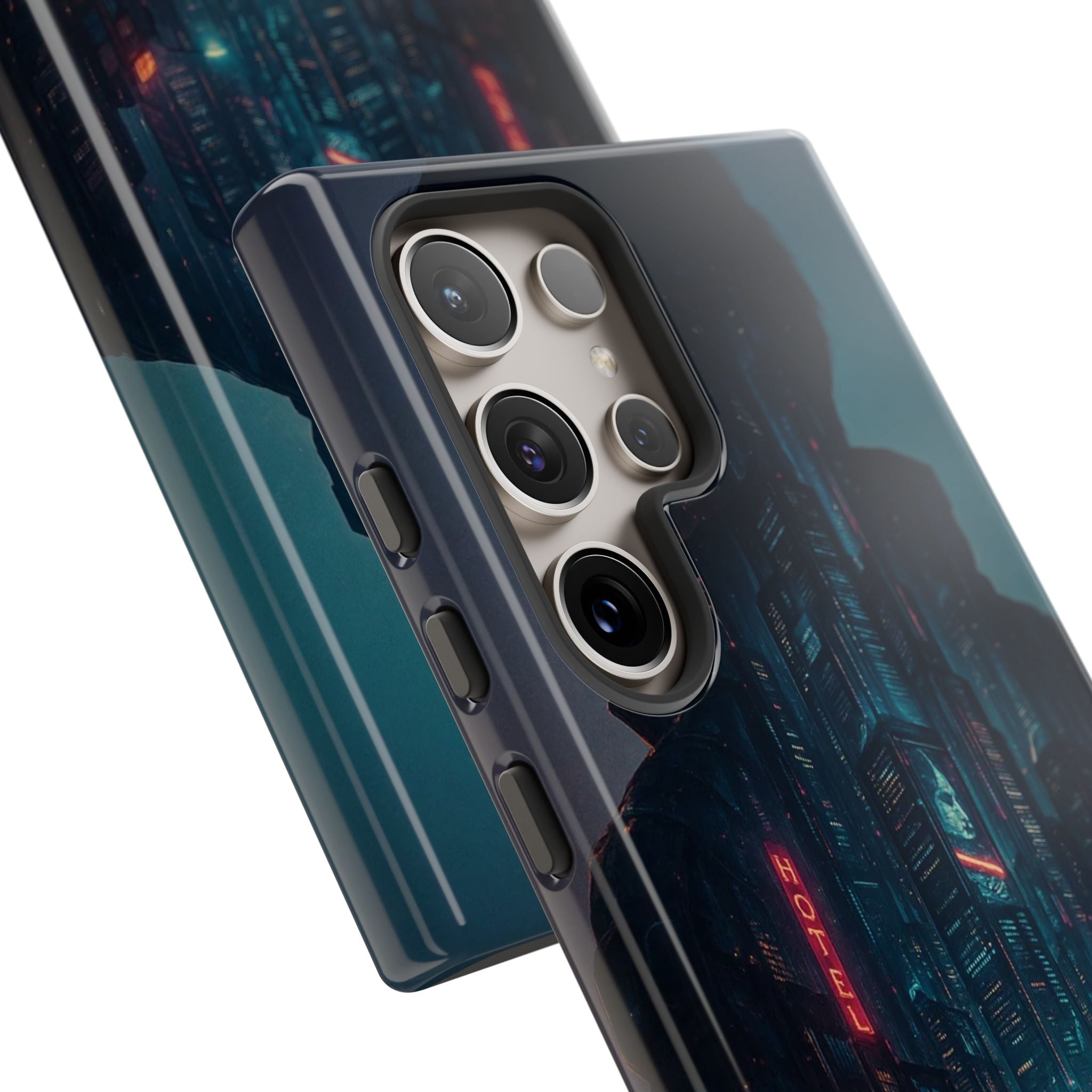 CyberCity Rider Phone Case – Neon Biker in Futuristic City for iPhone, Samsung & Google Pixel | Shockproof & Ultra-Sleek Protection Printify