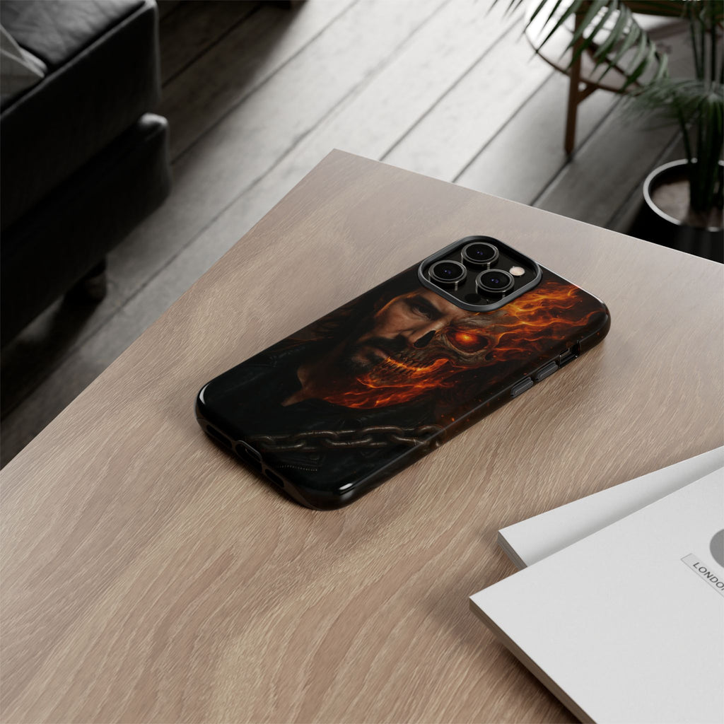 Ghost Rider Phone Case – Fiery Skull Design for iPhone, Samsung & Google Pixel | Shockproof, MagSafe & Ultra Grip Protection Printify