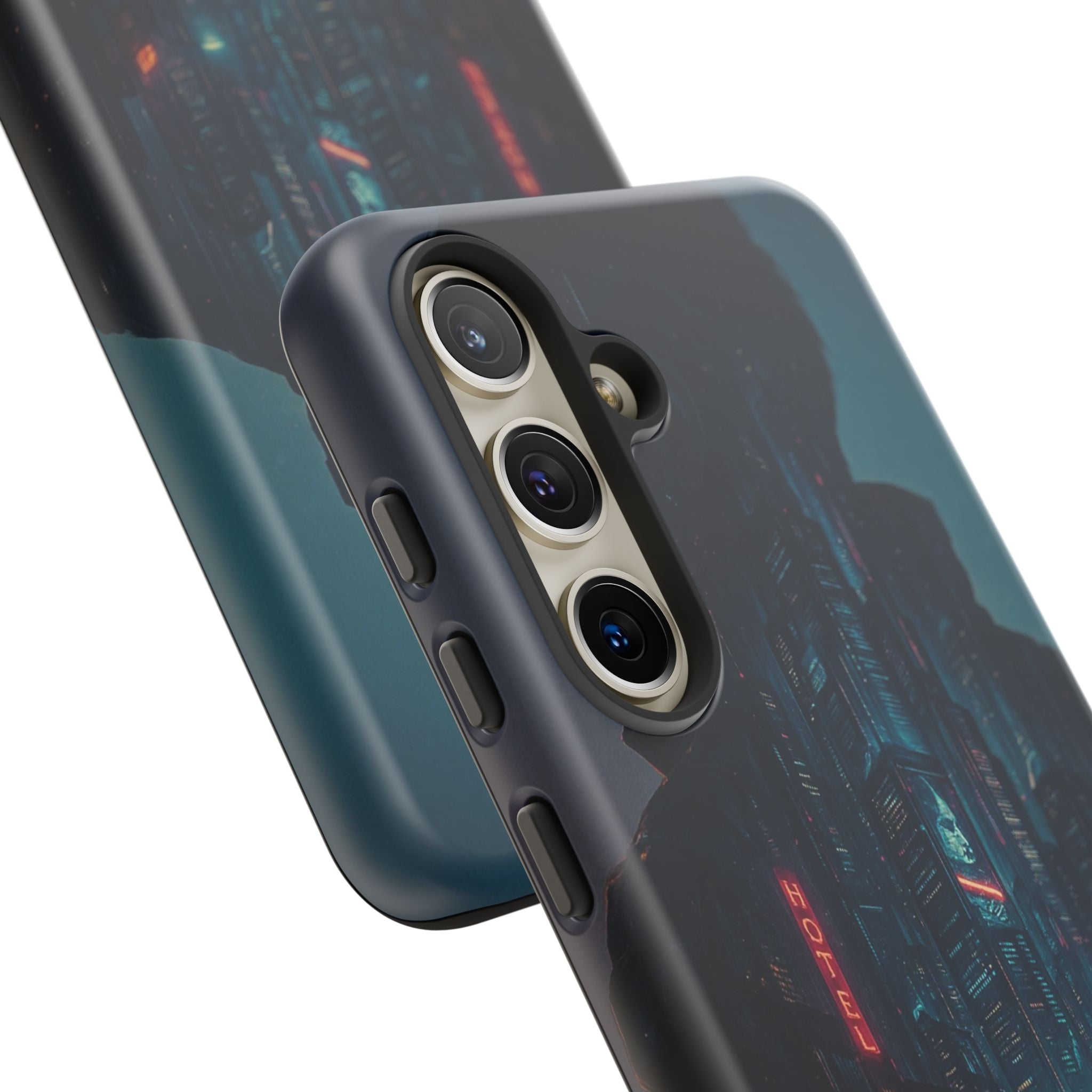 CyberCity Rider Phone Case – Neon Biker in Futuristic City for iPhone, Samsung & Google Pixel | Shockproof & Ultra-Sleek Protection Printify