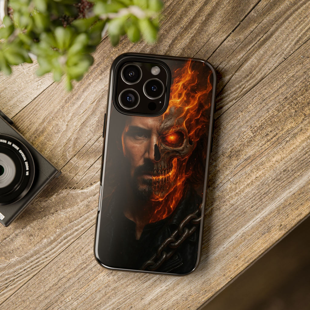 Ghost Rider Phone Case – Fiery Skull Design for iPhone, Samsung & Google Pixel | Shockproof, MagSafe & Ultra Grip Protection Printify