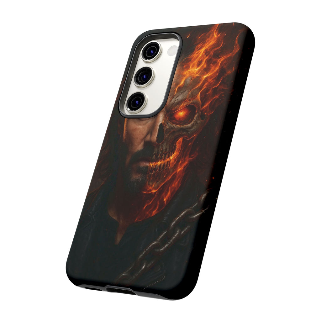 Ghost Rider Phone Case – Fiery Skull Design for iPhone, Samsung & Google Pixel | Shockproof, MagSafe & Ultra Grip Protection Printify