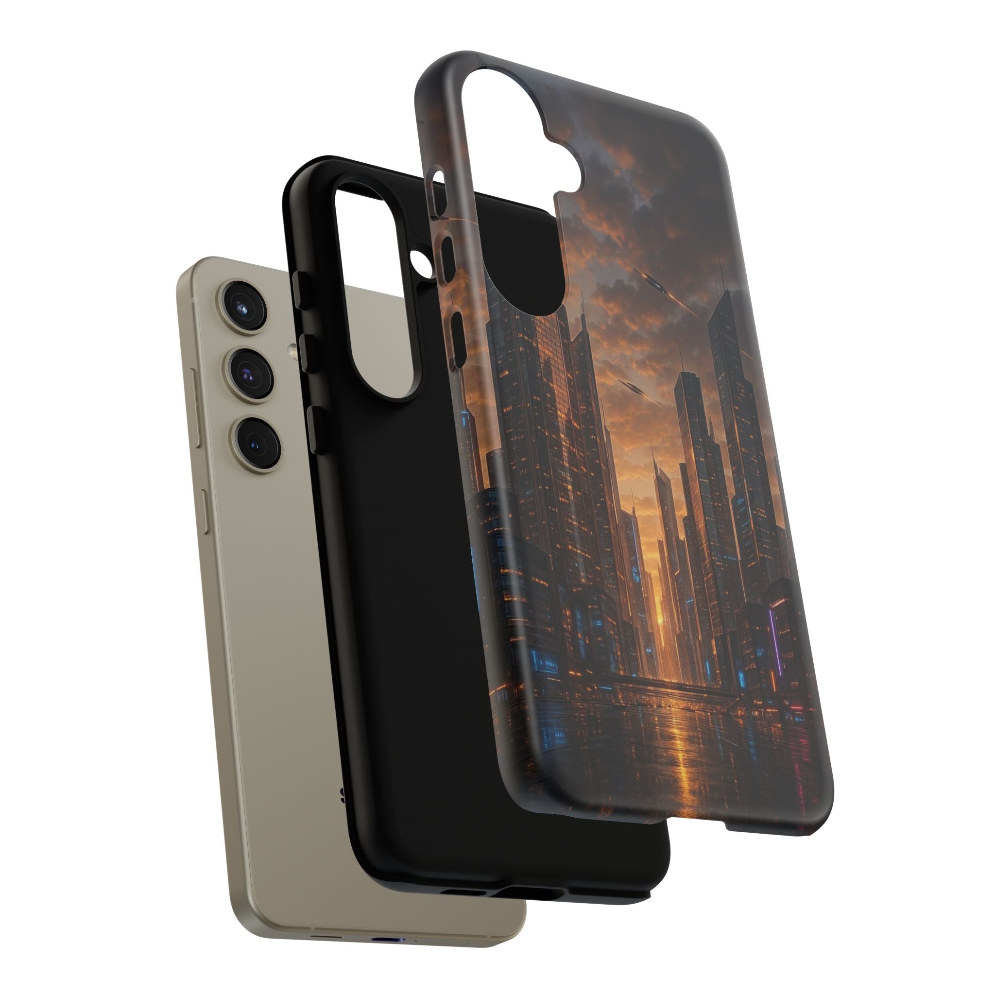 Cybercity Phone Case – Futuristic Neon Design for iPhone, Samsung & Google Pixel | Shockproof, MagSafe & Sleek Matte Finish Printify