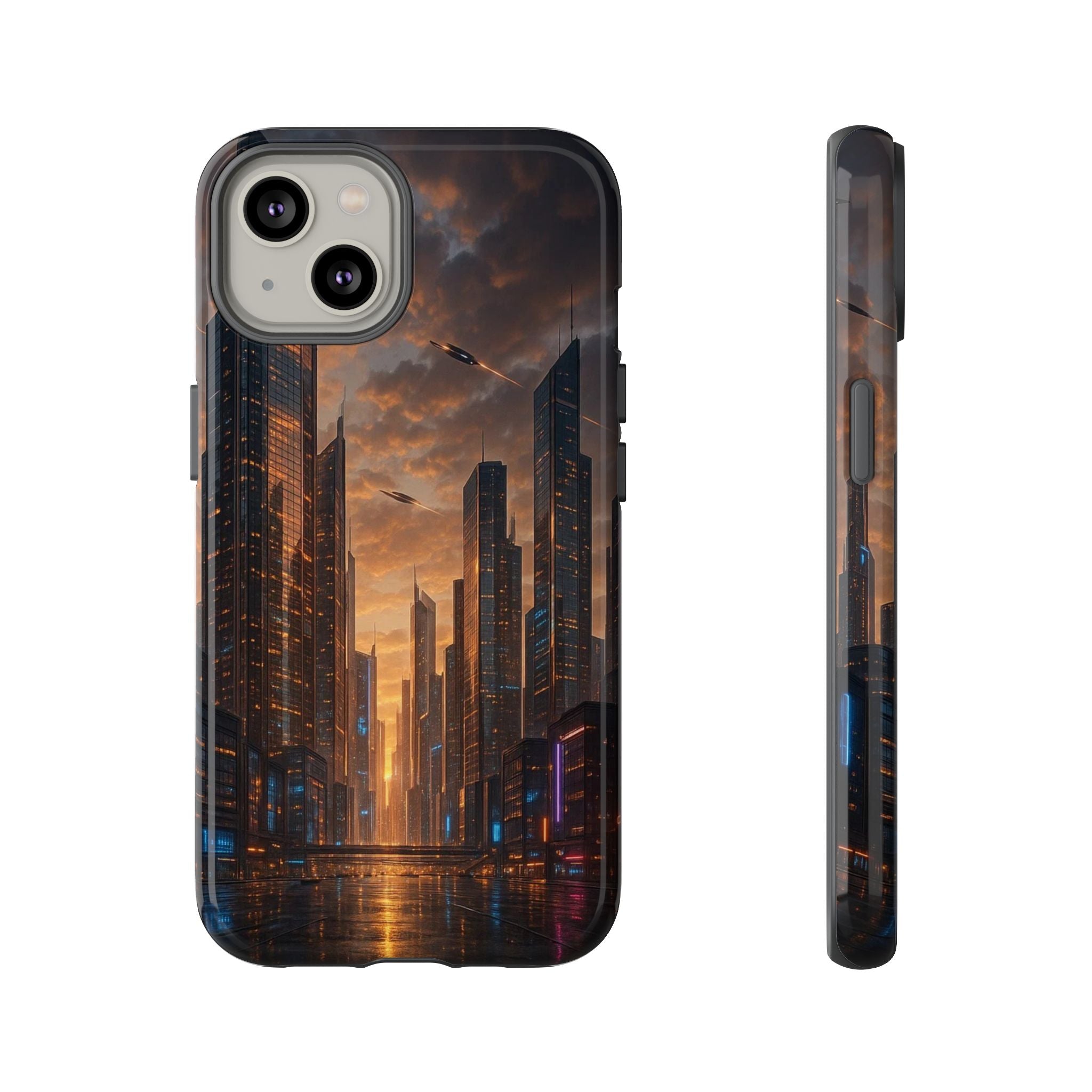Cybercity Phone Case – Futuristic Neon Design for iPhone, Samsung & Google Pixel | Shockproof, MagSafe & Sleek Matte Finish Printify