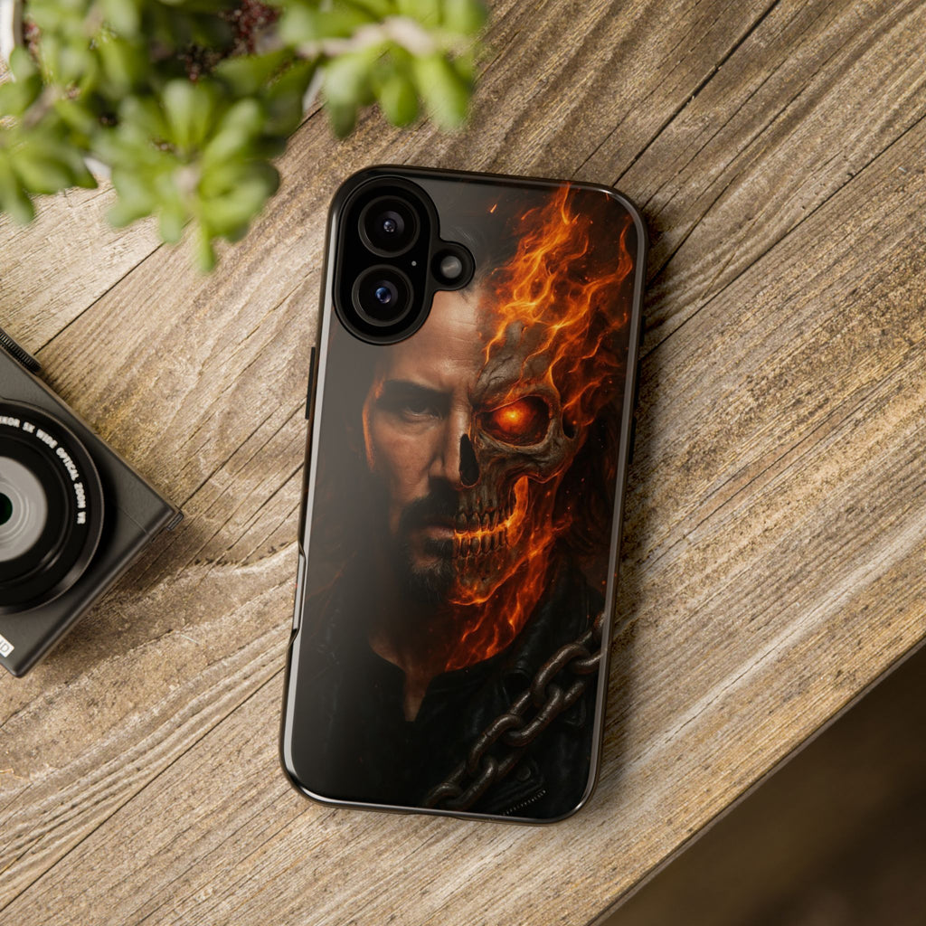 Ghost Rider Phone Case – Fiery Skull Design for iPhone, Samsung & Google Pixel | Shockproof, MagSafe & Ultra Grip Protection Printify