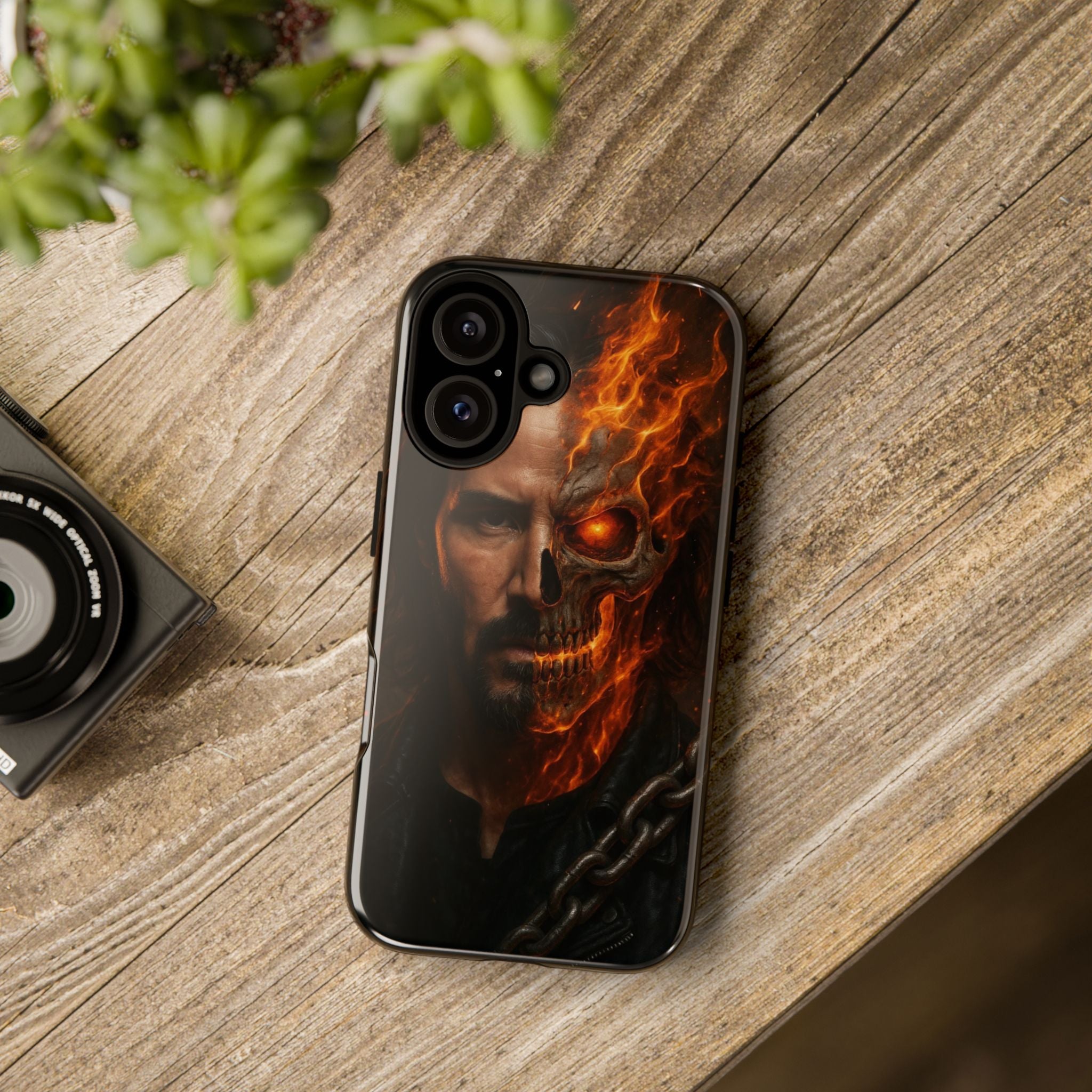 Ghost Rider Phone Case – Fiery Skull Design for iPhone, Samsung & Google Pixel | Shockproof, MagSafe & Ultra Grip Protection Printify