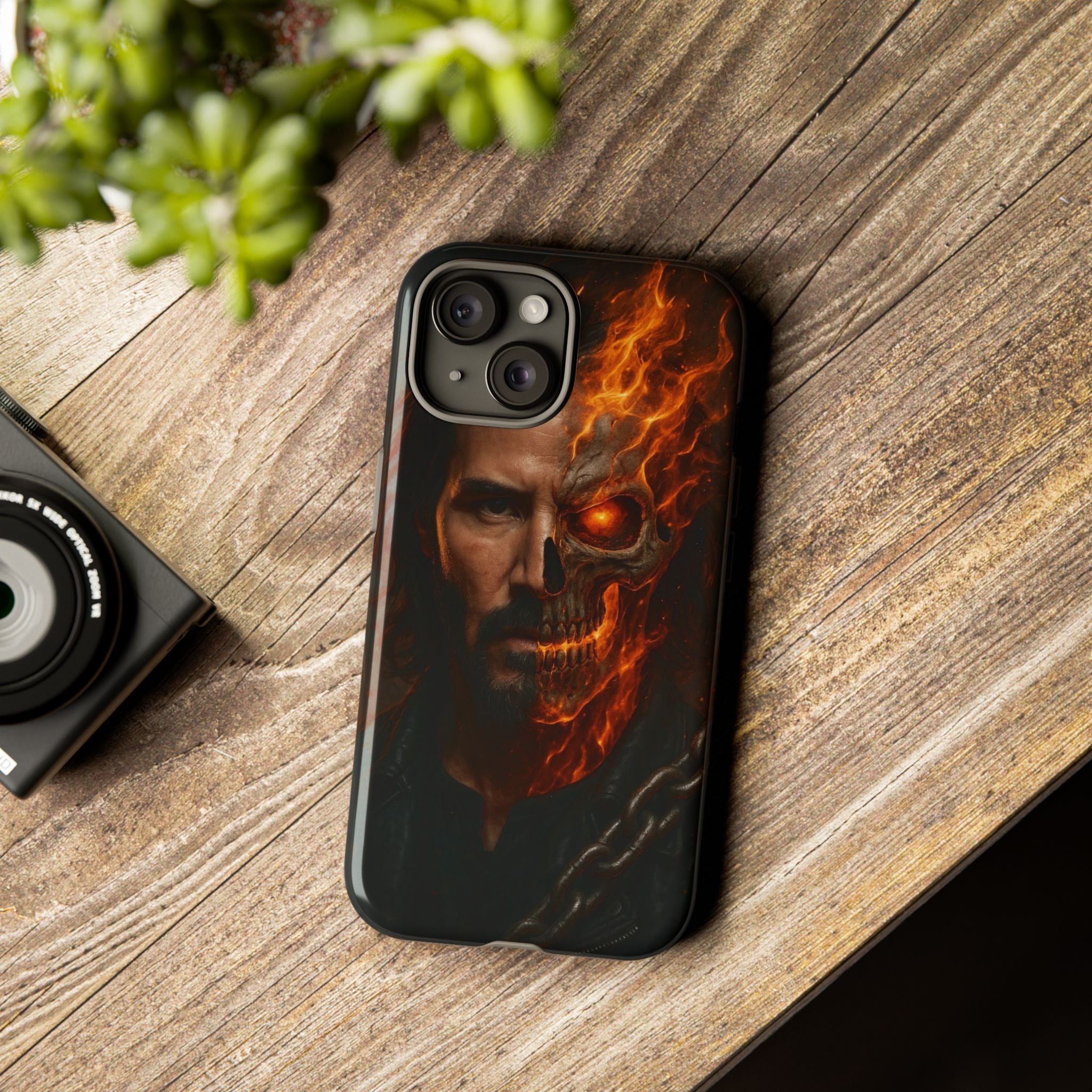 Ghost Rider Phone Case – Fiery Skull Design for iPhone, Samsung & Google Pixel | Shockproof, MagSafe & Ultra Grip Protection Printify