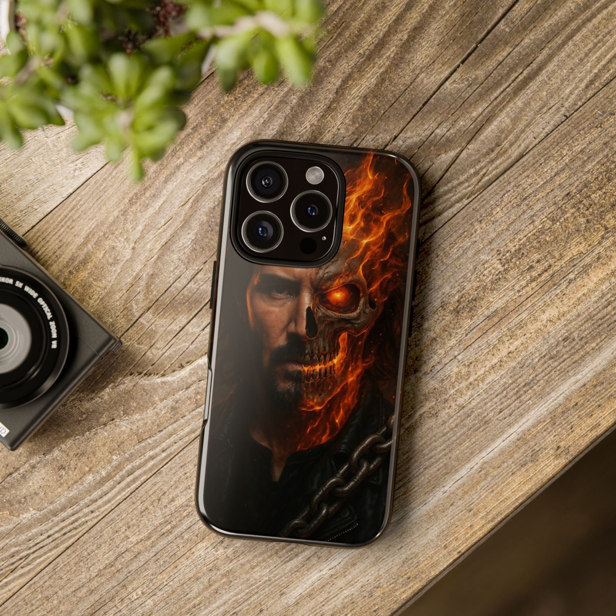 Ghost Rider Phone Case – Fiery Skull Design for iPhone, Samsung & Google Pixel | Shockproof, MagSafe & Ultra Grip Protection Printify