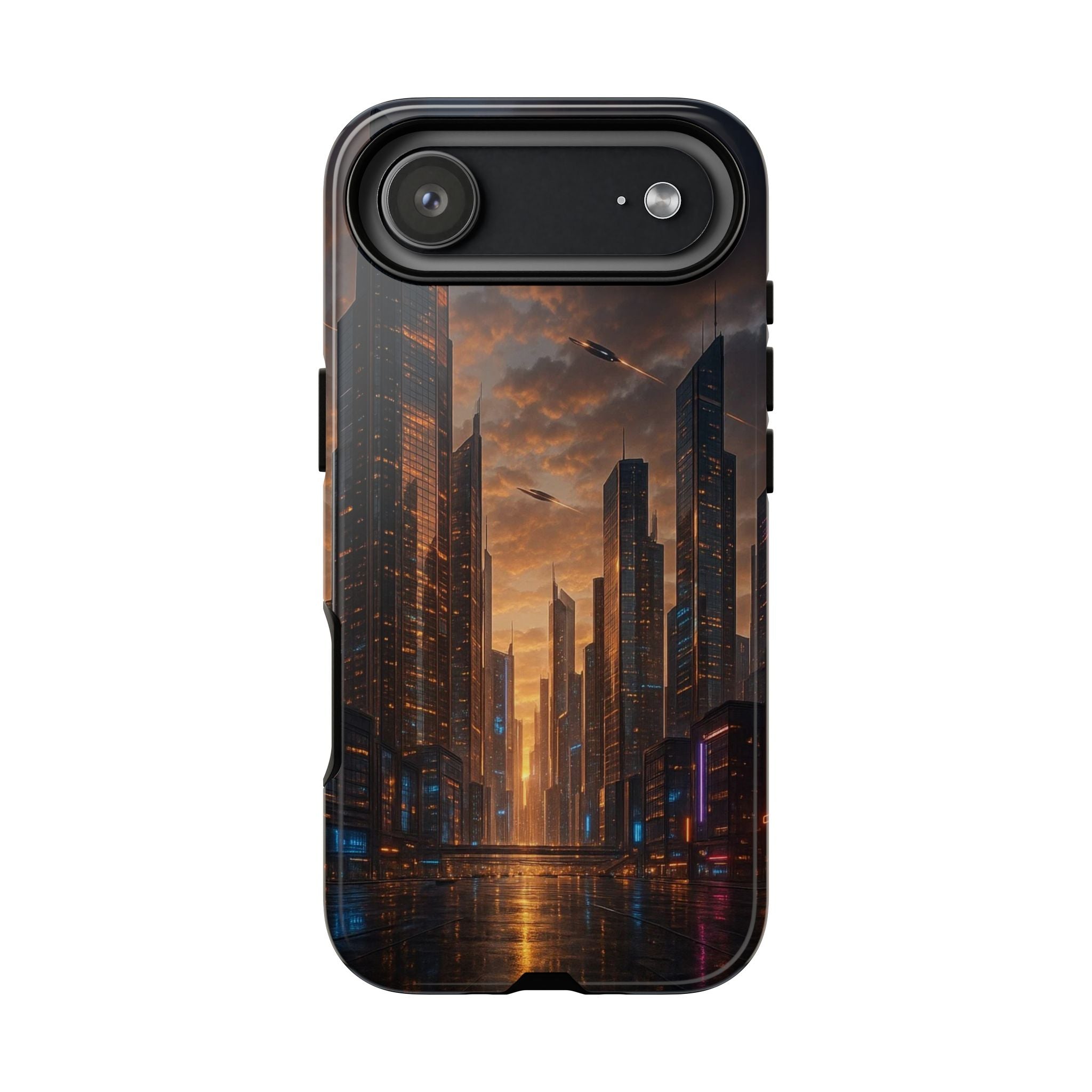 Cybercity Phone Case – Futuristic Neon Design for iPhone, Samsung & Google Pixel | Shockproof, MagSafe & Sleek Matte Finish Printify