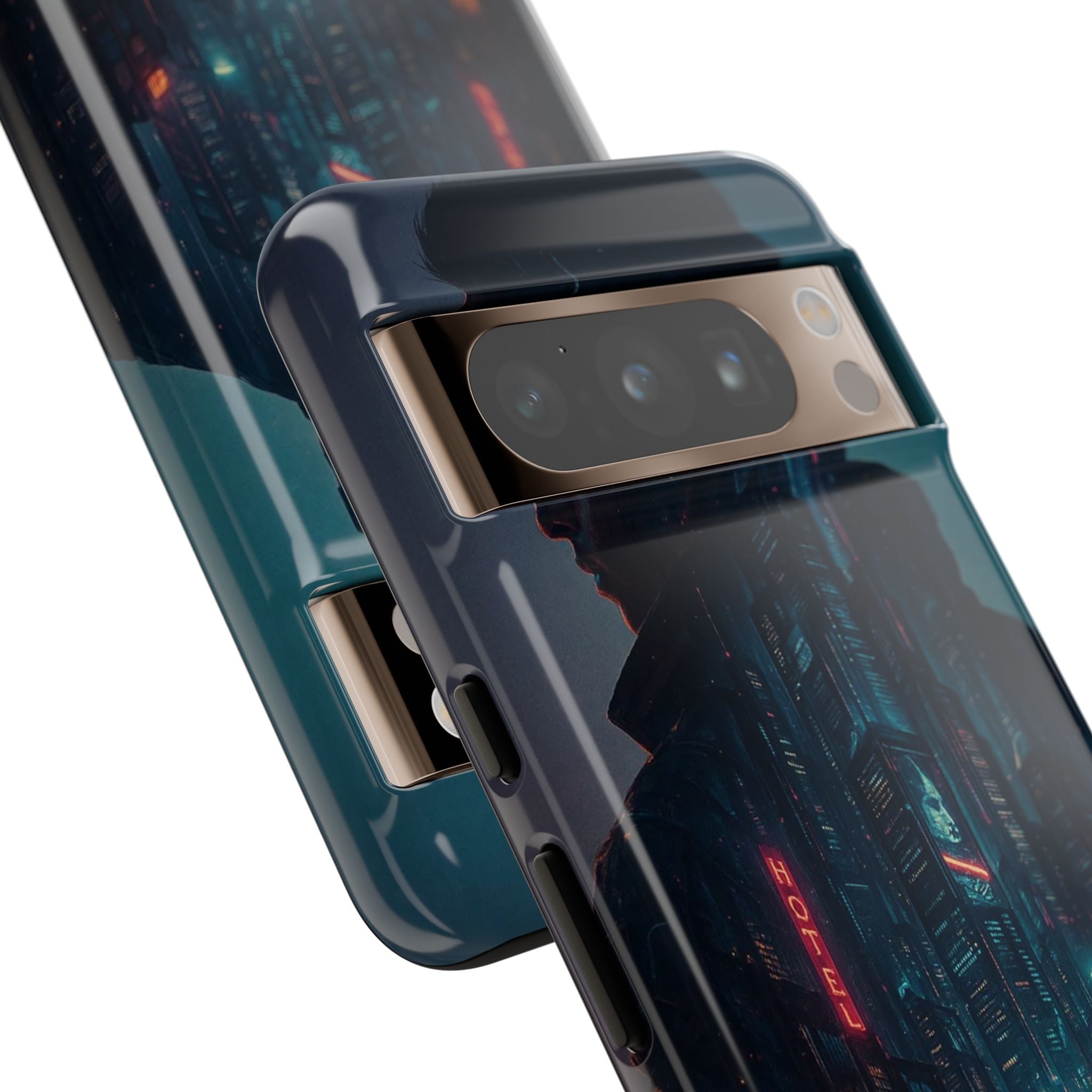 CyberCity Rider Phone Case – Neon Biker in Futuristic City for iPhone, Samsung & Google Pixel | Shockproof & Ultra-Sleek Protection Printify