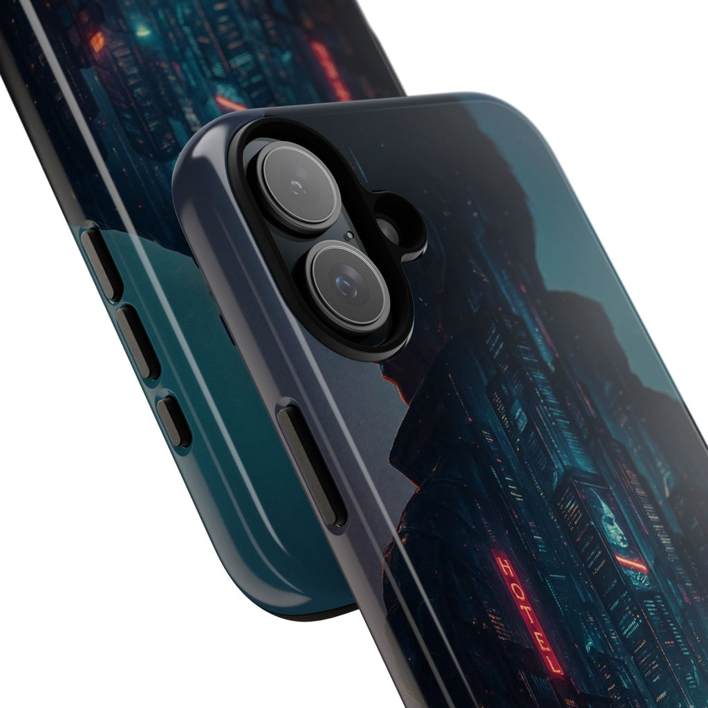 CyberCity Rider Phone Case – Neon Biker in Futuristic City for iPhone, Samsung & Google Pixel | Shockproof & Ultra-Sleek Protection Printify