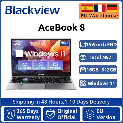 Blackview AceBook 8 Laptop 15.6" 12th Gen Intel Alder Lake N97 16GB RAM 512GB SSD + expansion up to 1TB Windows 11 Home 15.6" Nvxstore