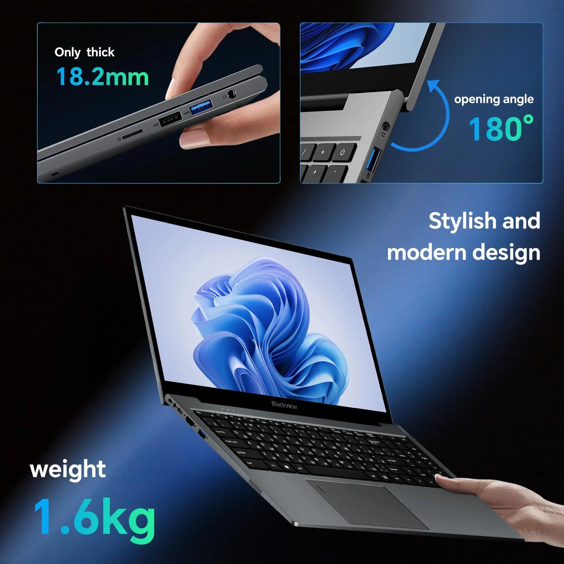 Blackview AceBook 8 Laptop 15.6" 12th Gen Intel Alder Lake N97 16GB RAM 512GB SSD + expansion up to 1TB Windows 11 Home 15.6" Nvxstore